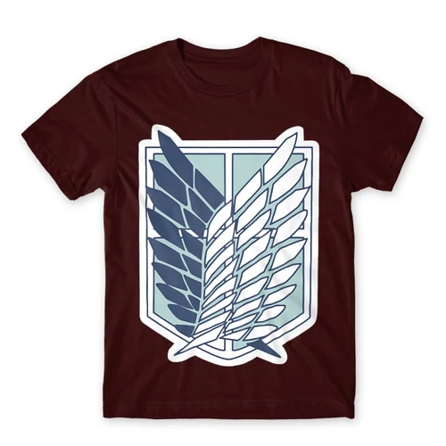 Bordó Attack on Titan férfi rövid ujjú póló Scouting Legion Logo 