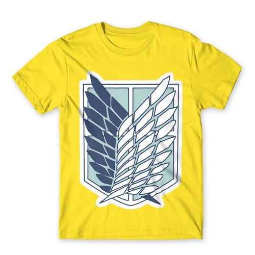 Citromsárga Attack on Titan férfi rövid ujjú póló Scouting Legion Logo 