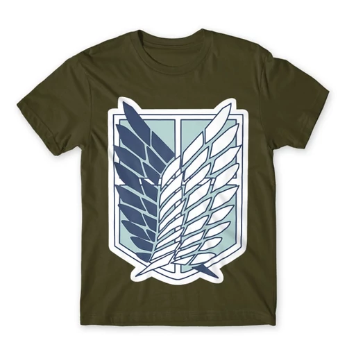Khaki Attack on Titan férfi rövid ujjú póló Scouting Legion Logo 