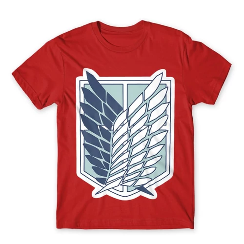 Piros Attack on Titan férfi rövid ujjú póló Scouting Legion Logo 