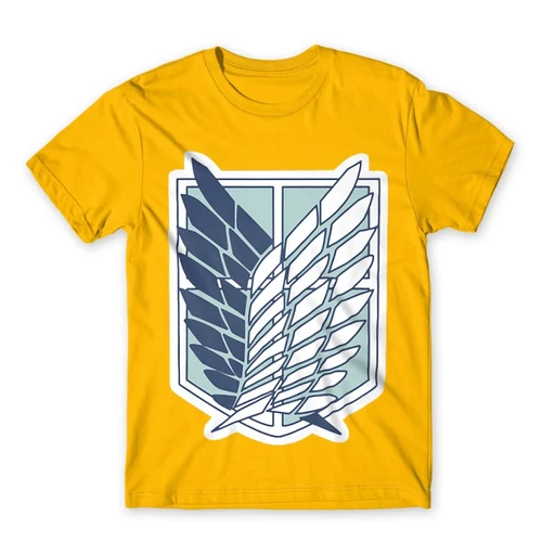Sárga Attack on Titan férfi rövid ujjú póló Scouting Legion Logo 