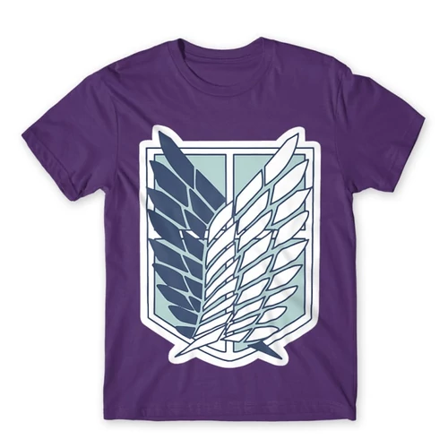 Sötétlila Attack on Titan férfi rövid ujjú póló Scouting Legion Logo 