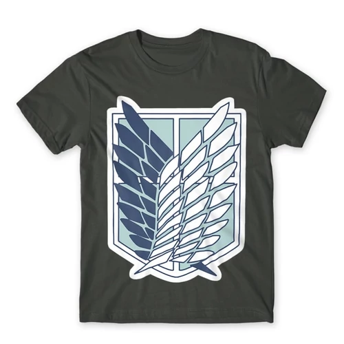 Sötétszürke Attack on Titan férfi rövid ujjú póló Scouting Legion Logo 