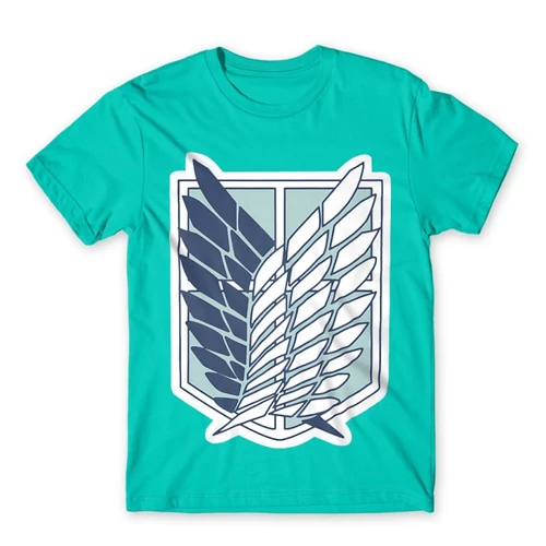 Türkiz Attack on Titan férfi rövid ujjú póló Scouting Legion Logo 