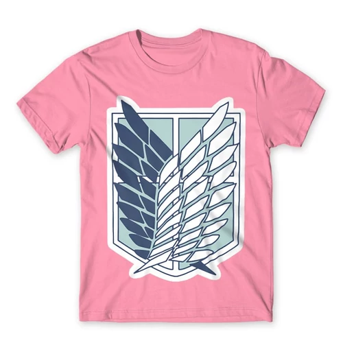 Világos rózsaszín Attack on Titan férfi rövid ujjú póló Scouting Legion Logo 