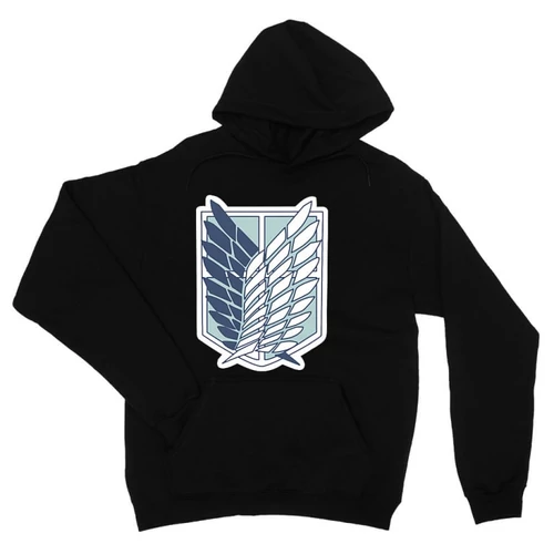 Fekete Attack on Titan unisex kapucnis pulóver - Scouting Legion logo