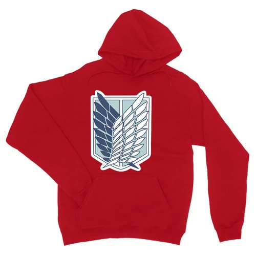 Piros Attack on Titan unisex kapucnis pulóver - Scouting Legion logo