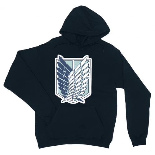 Sötétkék Attack on Titan unisex kapucnis pulóver - Scouting Legion logo