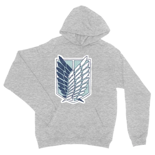 Sportszürke Attack on Titan unisex kapucnis pulóver - Scouting Legion logo