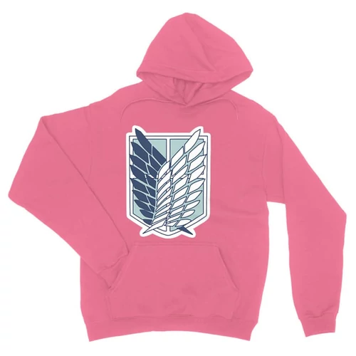 Világos rózsaszín Attack on Titan unisex kapucnis pulóver - Scouting Legion logo