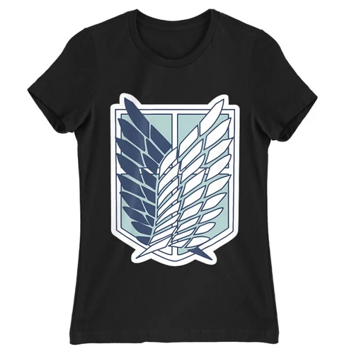 Fekete Attack on Titan női rövid ujjú póló - Scouting Legion Logo 