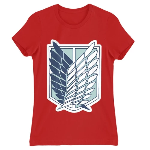 Piros Attack on Titan női rövid ujjú póló - Scouting Legion Logo 