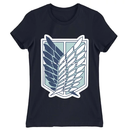 Sötétkék Attack on Titan női rövid ujjú póló - Scouting Legion Logo 