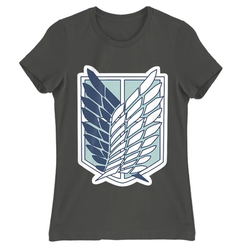 Sötétszürke Attack on Titan női rövid ujjú póló - Scouting Legion Logo 