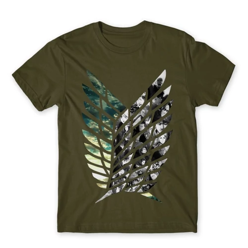 Khaki Attack on Titan férfi rövid ujjú póló Scouting Legion Logo II.
