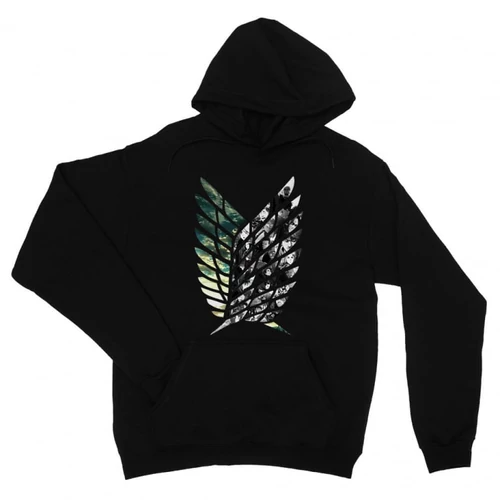Fekete Attack on Titan unisex kapucnis pulóver - Scouting Legion logo II.