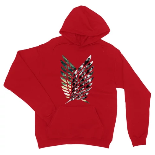 Piros Attack on Titan unisex kapucnis pulóver - Scouting Legion logo II.