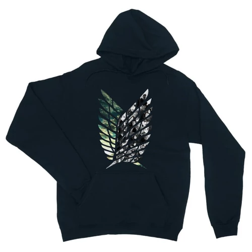 Sötétkék Attack on Titan unisex kapucnis pulóver - Scouting Legion logo II.