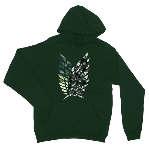 Sötétzöld Attack on Titan unisex kapucnis pulóver - Scouting Legion logo II.