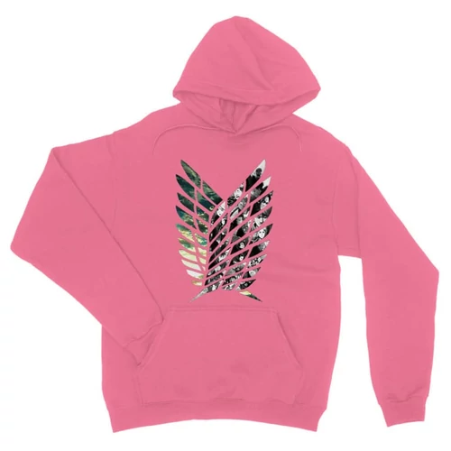 Világos rózsaszín Attack on Titan unisex kapucnis pulóver - Scouting Legion logo II.