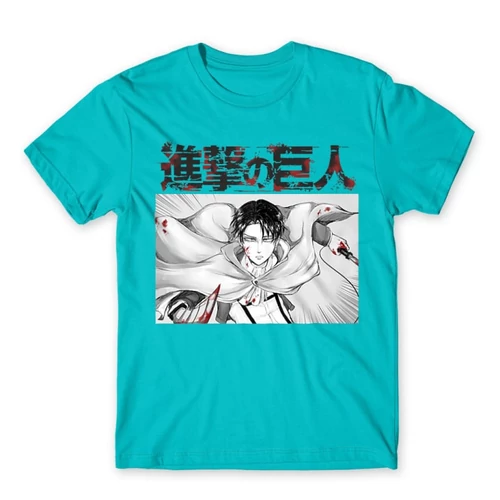 Atollkék Attack on Titan férfi rövid ujjú póló Shingeki no Kyojin – Levi