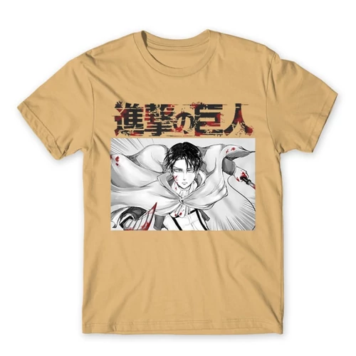 Homok Attack on Titan férfi rövid ujjú póló Shingeki no Kyojin – Levi