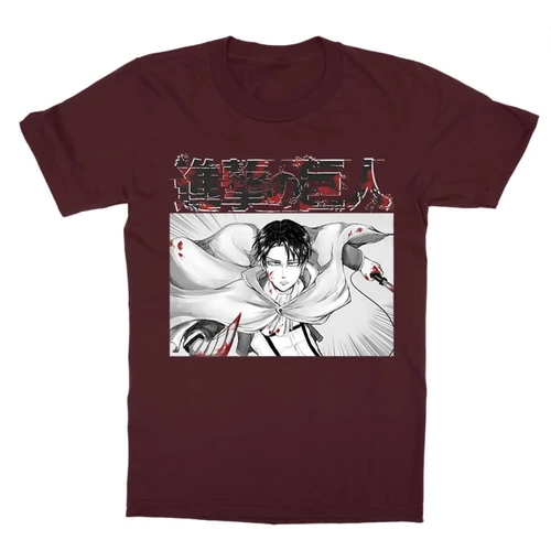 Bordó Attack on Titan gyerek rövid ujjú póló - Shingeki no Kyojin – Levi