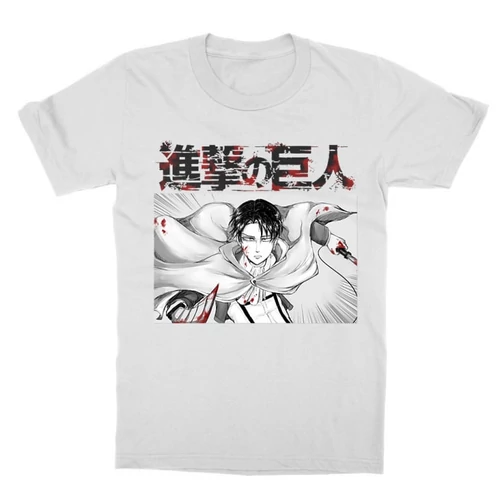 Fehér Attack on Titan gyerek rövid ujjú póló - Shingeki no Kyojin – Levi