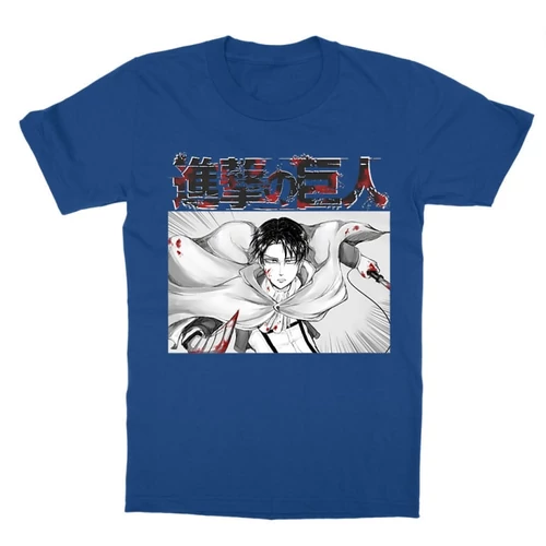 Királykék Attack on Titan gyerek rövid ujjú póló - Shingeki no Kyojin – Levi