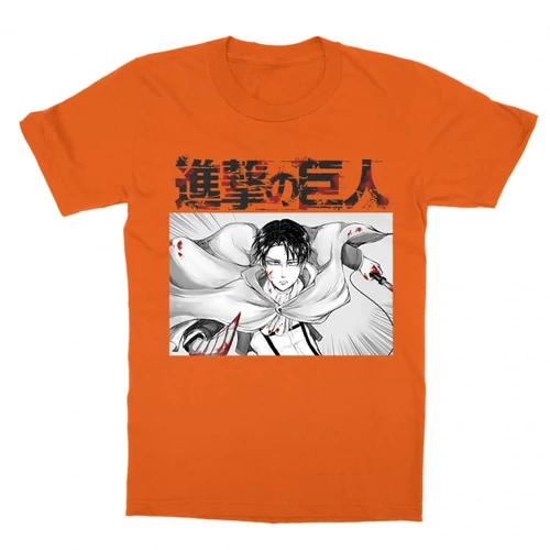 Narancs Attack on Titan gyerek rövid ujjú póló - Shingeki no Kyojin – Levi