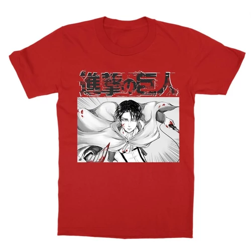 Piros Attack on Titan gyerek rövid ujjú póló - Shingeki no Kyojin – Levi