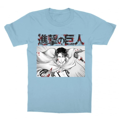 Világoskék Attack on Titan gyerek rövid ujjú póló - Shingeki no Kyojin – Levi