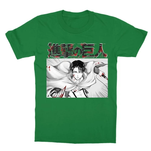 Zöld Attack on Titan gyerek rövid ujjú póló - Shingeki no Kyojin – Levi