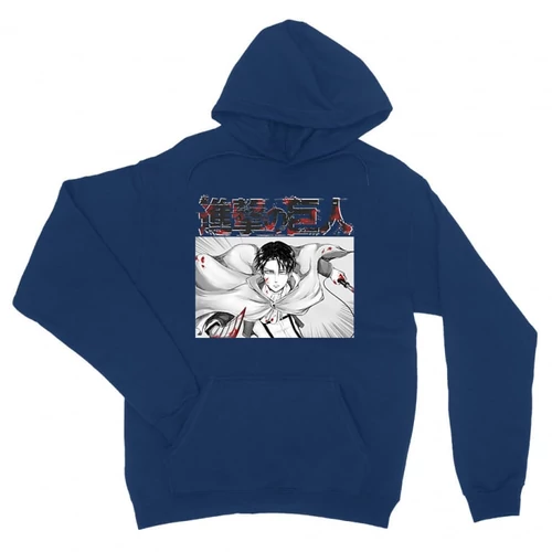 Királykék Attack on Titan unisex kapucnis pulóver - Shingeki no Kyojin - Levi