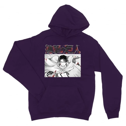 Sötétlila Attack on Titan unisex kapucnis pulóver - Shingeki no Kyojin - Levi