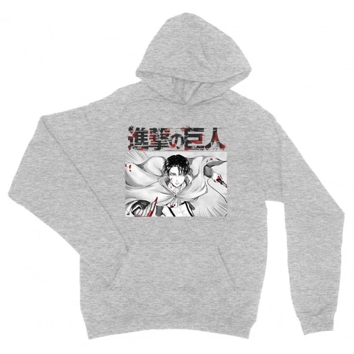 Sportszürke Attack on Titan unisex kapucnis pulóver - Shingeki no Kyojin - Levi