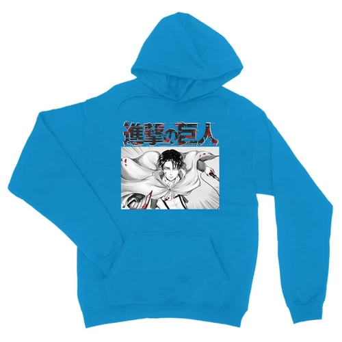 Zafírkék Attack on Titan unisex kapucnis pulóver - Shingeki no Kyojin - Levi