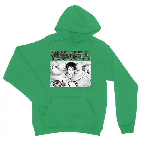Zöld Attack on Titan unisex kapucnis pulóver - Shingeki no Kyojin - Levi