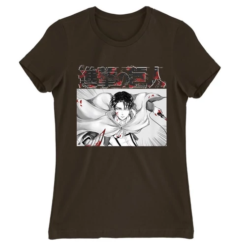 Barna Attack on Titan női rövid ujjú póló - Shingeki no Kyojin – Levi