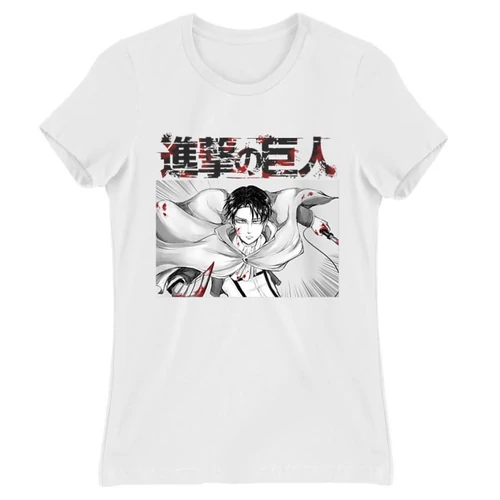 Fehér Attack on Titan női rövid ujjú póló - Shingeki no Kyojin – Levi