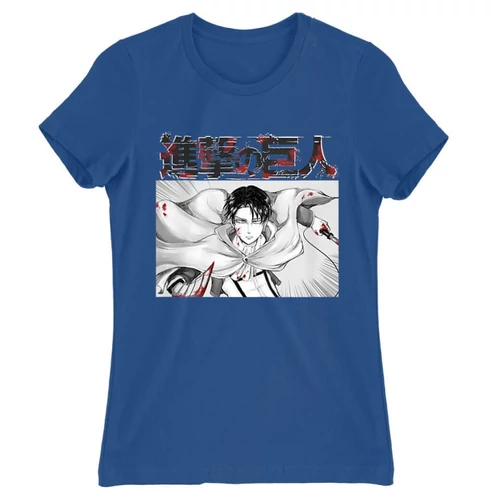 Királykék Attack on Titan női rövid ujjú póló - Shingeki no Kyojin – Levi