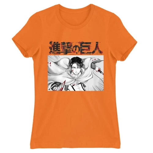 Narancs Attack on Titan női rövid ujjú póló - Shingeki no Kyojin – Levi