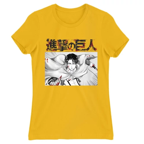 Sárga Attack on Titan női rövid ujjú póló - Shingeki no Kyojin – Levi