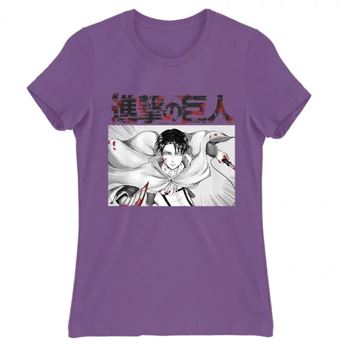 Világoslila Attack on Titan női rövid ujjú póló - Shingeki no Kyojin – Levi