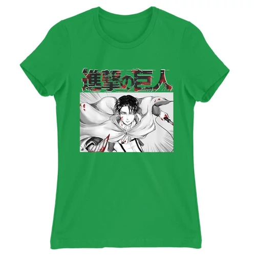 Zöld Attack on Titan női rövid ujjú póló - Shingeki no Kyojin – Levi