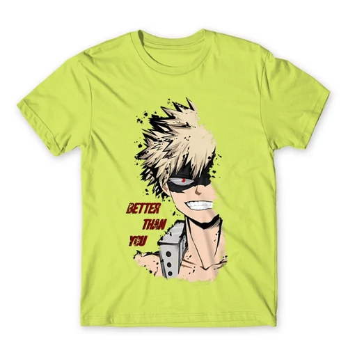Almazöld Hősakadémia férfi rövid ujjú póló - BNHA - Kacchan