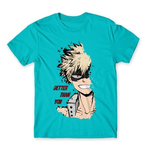 Atollkék Hősakadémia férfi rövid ujjú póló - BNHA - Kacchan