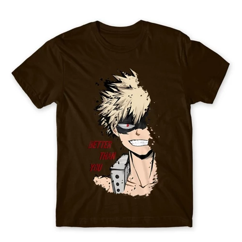 Barna Hősakadémia férfi rövid ujjú póló - BNHA - Kacchan