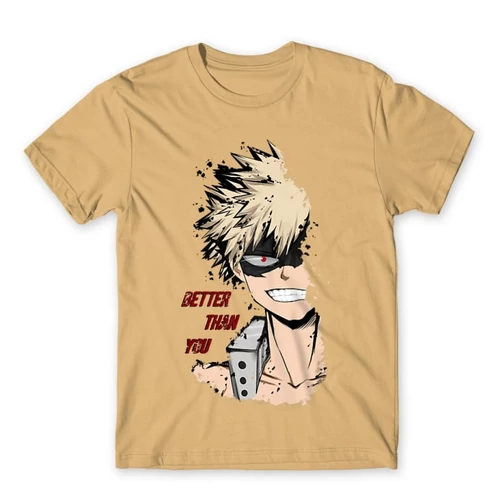 Homok Hősakadémia férfi rövid ujjú póló - BNHA - Kacchan