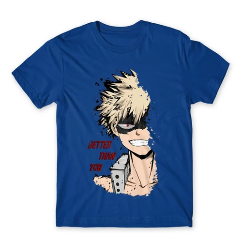 Királykék Hősakadémia férfi rövid ujjú póló - BNHA - Kacchan